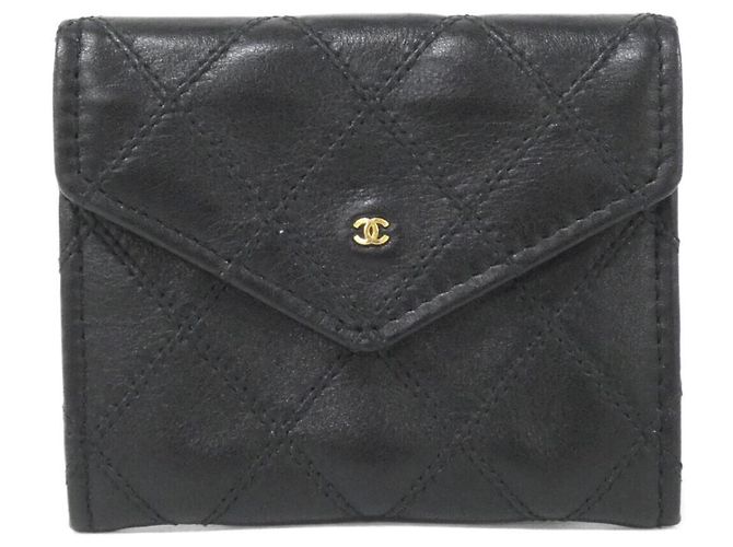 Portamonete Chanel in pelle nera Nero
