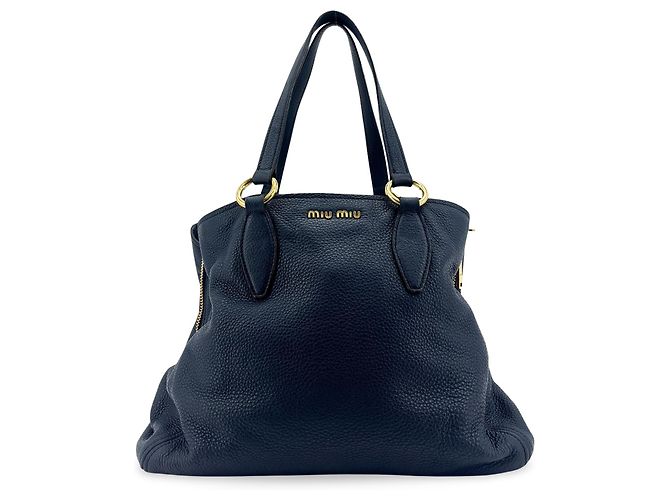 Miu Miu Phenix Convertible Leather Medium Bleu Marine