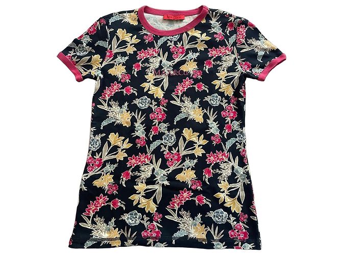 Autre Marque Max&Co T-shirt floreale in cotone - Nero Multicolore