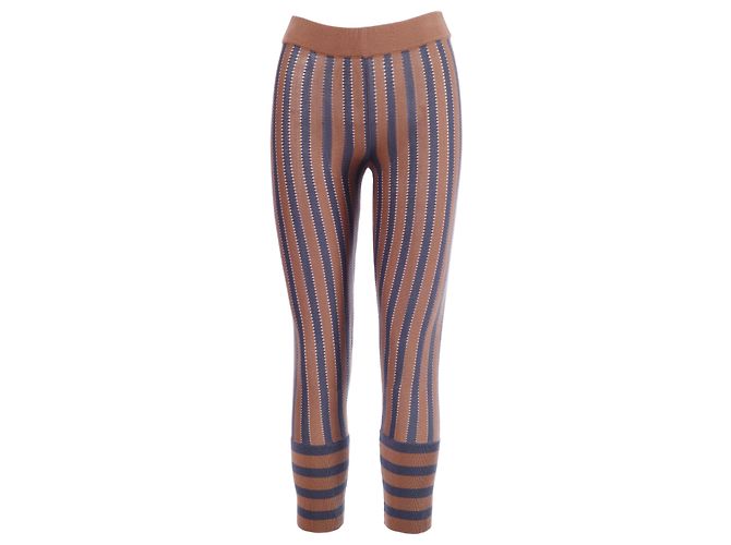 Pantalones de punto de algodón a rayas marrón y carbón Marni Castaño