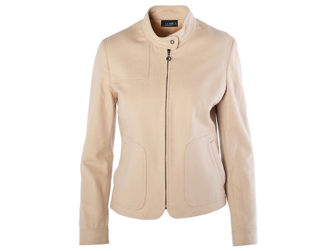 Conjunto de Casaco e Saia La Perla Openspace Beige em Lã Virgem e Cachemir Cru
