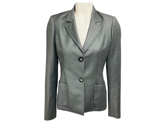 Balenciaga Grey Two Button Wool Blazer Jacket