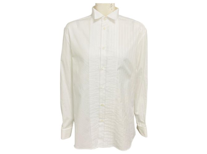 Camicia in cotone plissettata Optic White Loewe con ricamo logo Bianco