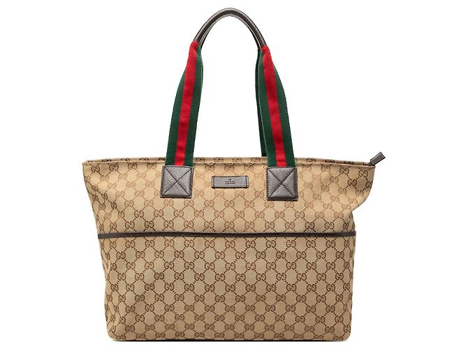 Borsa Tote Gucci GG Canvas Web beige
