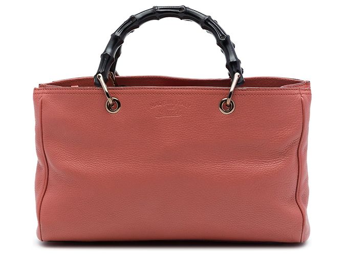 Bolsa Gucci Medium Bamboo Shopper em couro de bezerro rosa