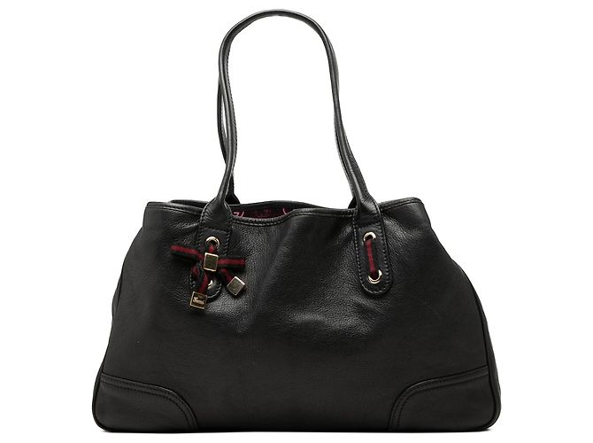 Tote Gucci Princy em couro de bezerro preto com faixa Web