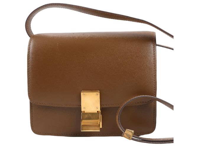 Céline Bolsa de Ombro em Couro Celine Classic Box Small Castanho Marrom