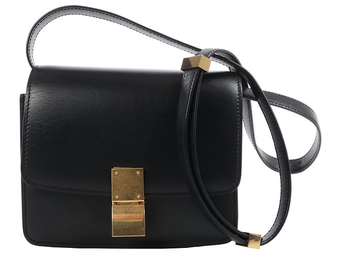 Céline CELINE Classic Box Small Borsa a Tracolla in Pelle Nera Nero