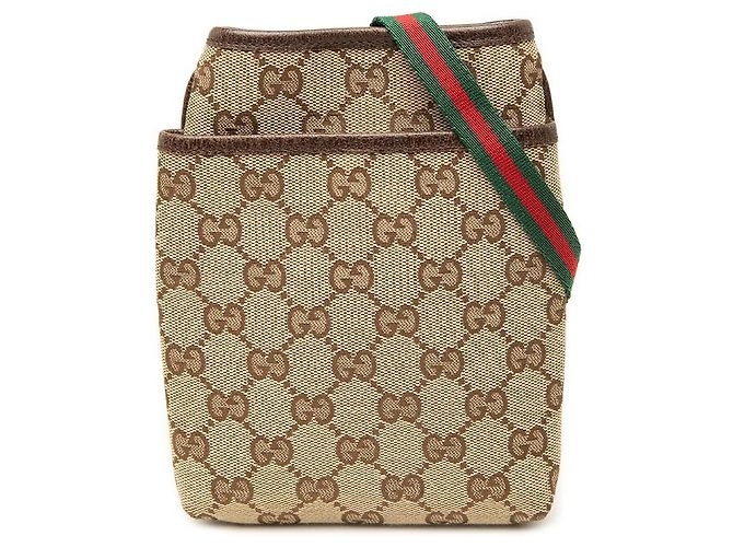 Borsa a tracolla Gucci GG Canvas Web beige