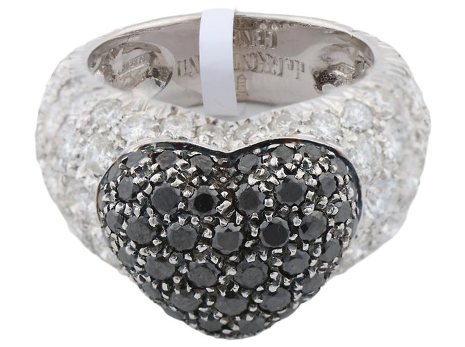 De Grisogono Herzring mit schwarzen Diamanten, Größe 51 Weiß