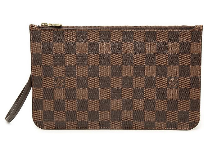 Brown Louis Vuitton Damier Ebene Neverfull MM Pouch