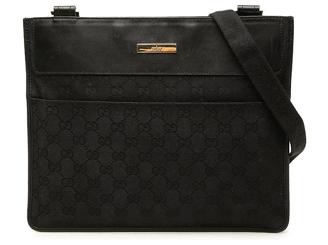 Borsa a tracolla Gucci GG Canvas e vitello nera Nero