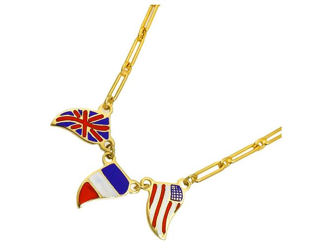 Collar de esmalte Valentino en oro amarillo de 18K Dorado