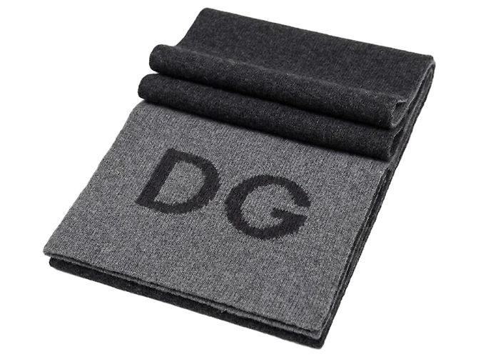 Sciarpa in lana grigia Dolce & Gabbana logo DG Grigio Grigio antracite