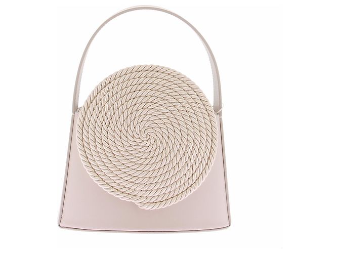 Autre Marque Mini mala de couro com detalhes de passamanaria Bege