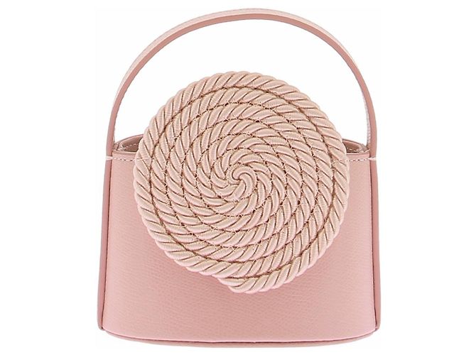 Autre Marque Mini bolso de piel con detalles de pasamanería Rosa