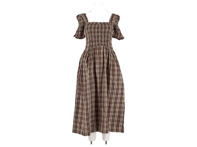 Autre Marque Vestido de algodón marrón DAMSON MADDER Talla 34 Castaño