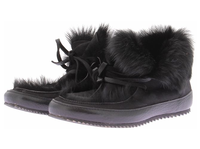 Pedro Garcia Chaussures noires avec fourrure