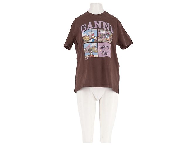 Camiseta Ganni marrón de algodón Castaño