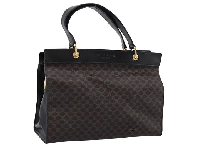 Céline CELINE Sac à main Macadam PVC Cuir Noir Doré