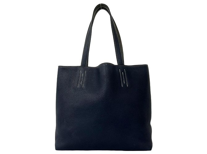 Hermès Saco Tote HERMES Double Sens 36 em Taurillon Clemence Marrom Azul