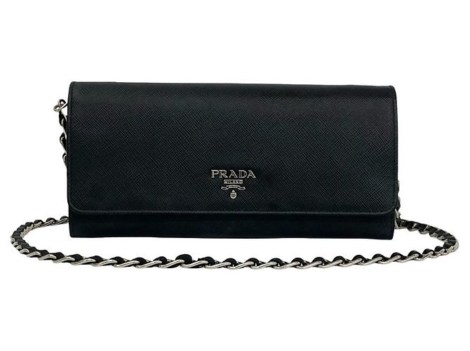Mini borsa a tracolla in pelle Saffiano con logo Prada Nero