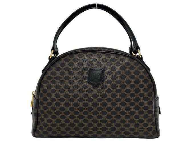 Céline Sac à main CELINE Vintage Macadam Blazon Pattern Triomphe Marron Noir