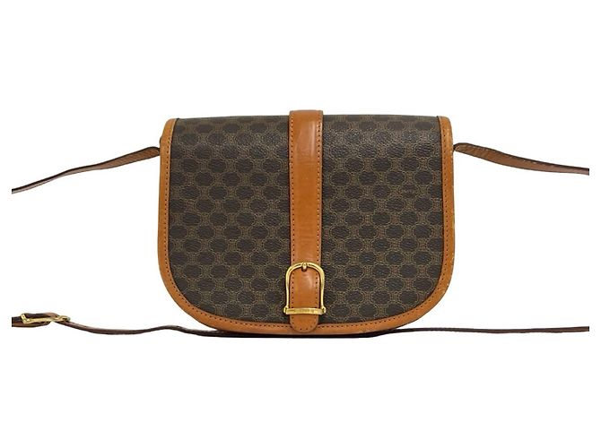 Céline CELINE Vintage Macadam Blazon Pattern Schultertasche Braun