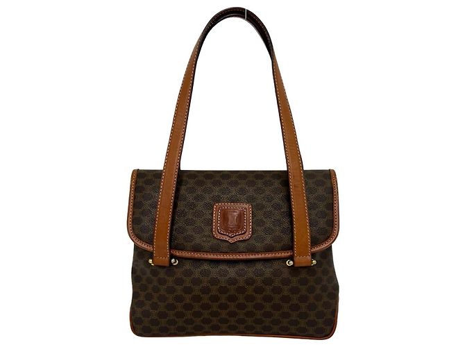 Céline Sac à main Celine Vintage Macadam Blazon en cuir Marron
