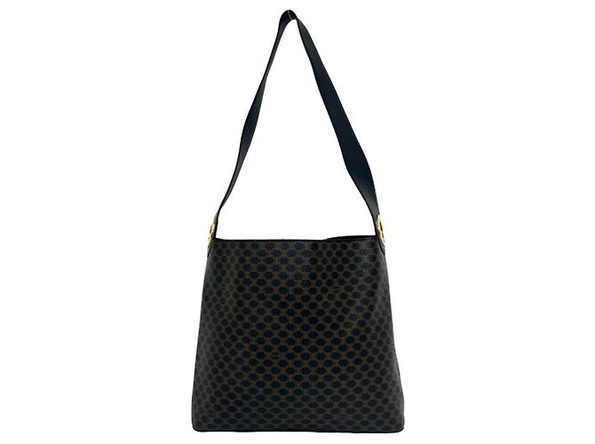 Céline Sac à épaule Celine Vintage Circle Logo Marron Noir
