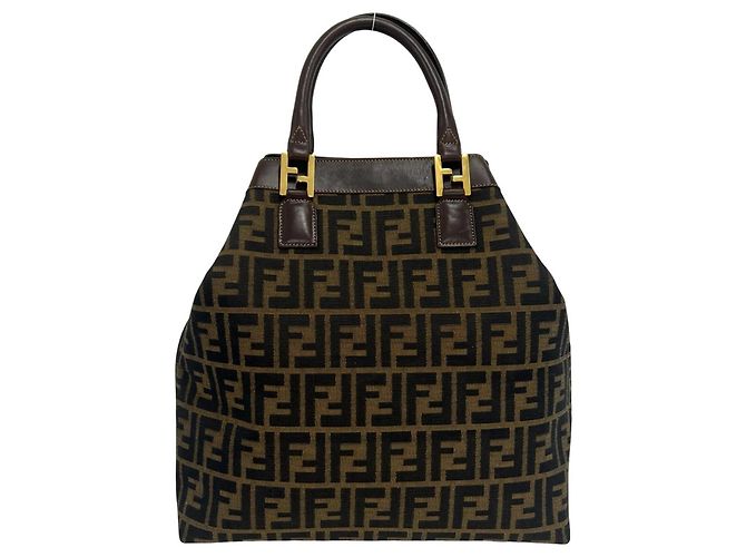 Sac à main cabas Fendi Vintage Zucca FF Pattern Marron