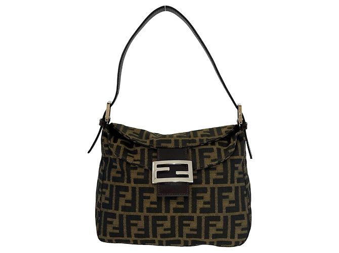 Fendi Zucca FF Pattern Handbag/Shoulder Bag Brown Black