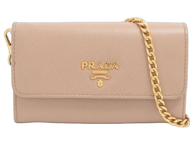 Monedero Prada de piel Saffiano Beige