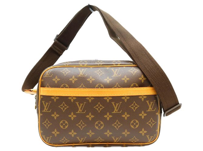LOUIS VUITTON Monogram Reporter PM Shoulder Bag Brown
