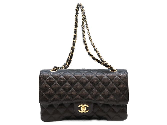 Borsa a tracolla Chanel in pelle caviar nera Nero