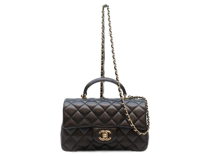 Borsa a tracolla Chanel in pelle d'agnello nera Nero