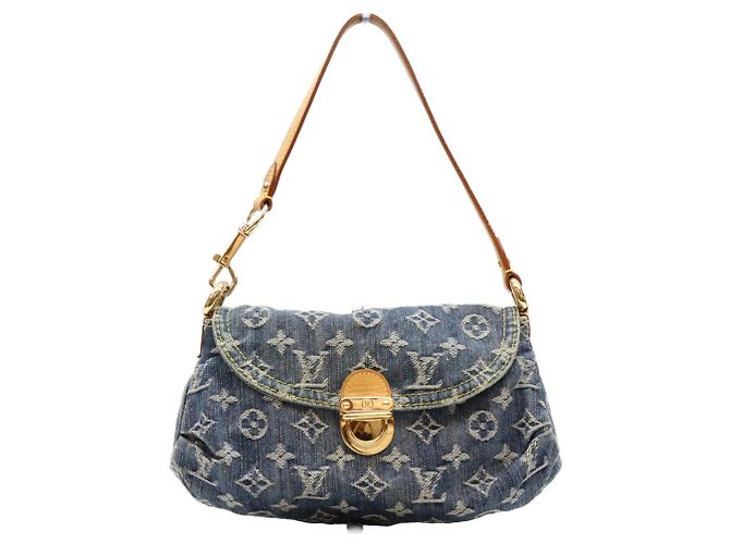 Borsa a spalla Mini Pleaty in denim Monogram Louis Vuitton