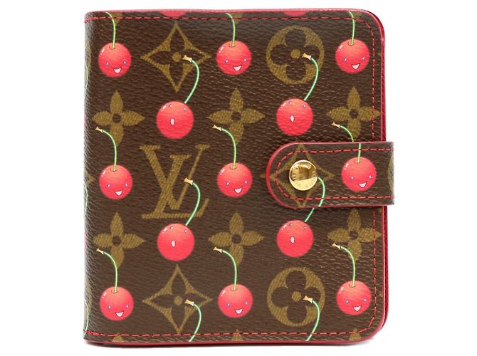 Carteira Compacta com Zíper Louis Vuitton Monogram Cherry Marrom Vermelho
