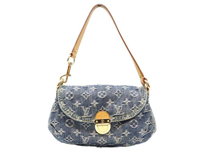 Bolsa de Ombro Mini Pleaty em Denim Monogram Louis Vuitton