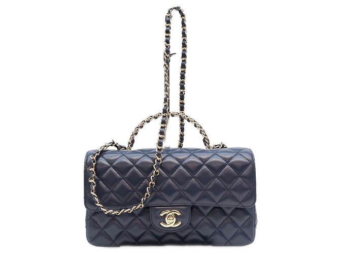 Borsa a tracolla Chanel AS4219 in pelle d'agnello blu navy
