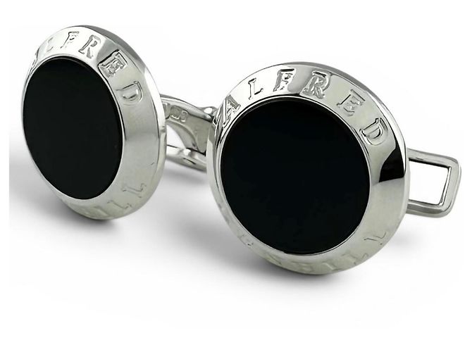 Alfred Dunhill Gemelli rotondi Dunhill JSB8201H Onyx Coin Nero Argento