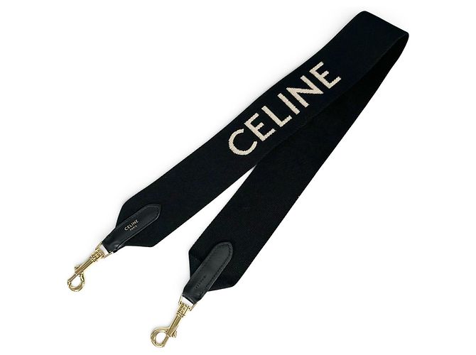 Céline Borsa a tracolla corta Celine in tela e pelle jacquard Nero D'oro