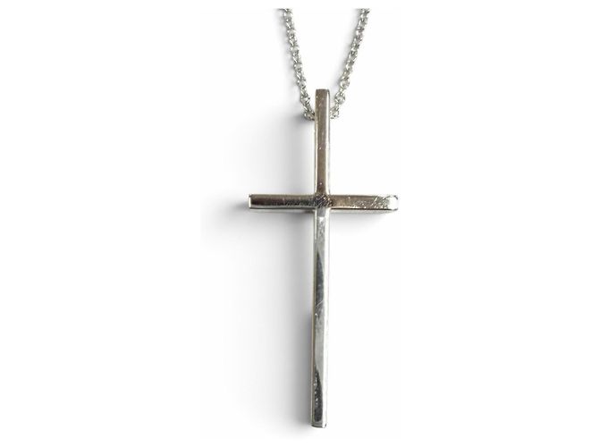 Autre Marque Collana Croce Tiffany & Co. in Oro Bianco 18K D'oro