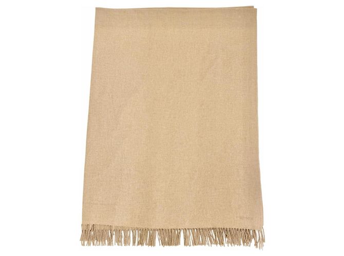 Hermès Hermes Kaschmir-Schal mit gesticktem Logo Beige