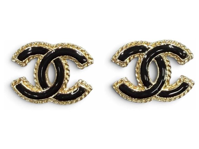 Orecchini in metallo Chanel F24P Coco Mark Nero D'oro