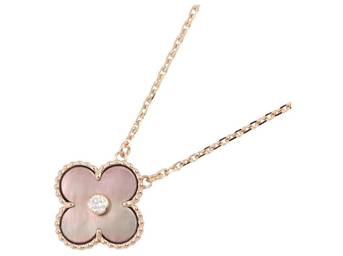 Collana Van Cleef & Arpels Vintage Alhambra 1PD Marrone D'oro