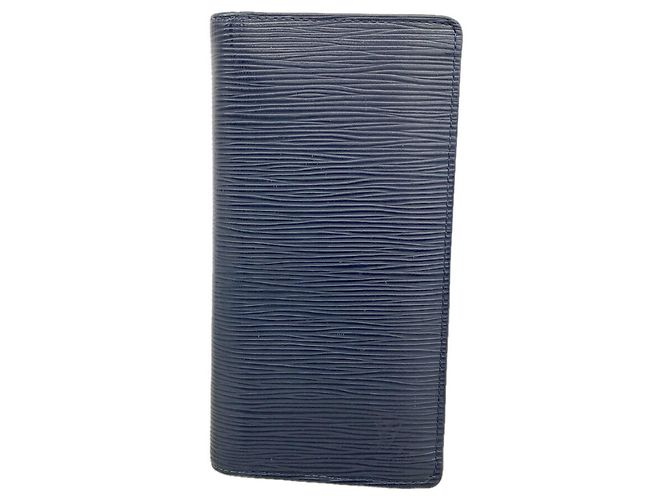 Louis Vuitton Epi Leather Portefeuille Brazza Long Wallet Navy blue