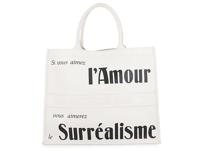 Christian Dior Book Tote Large Lederhandtasche Weiß