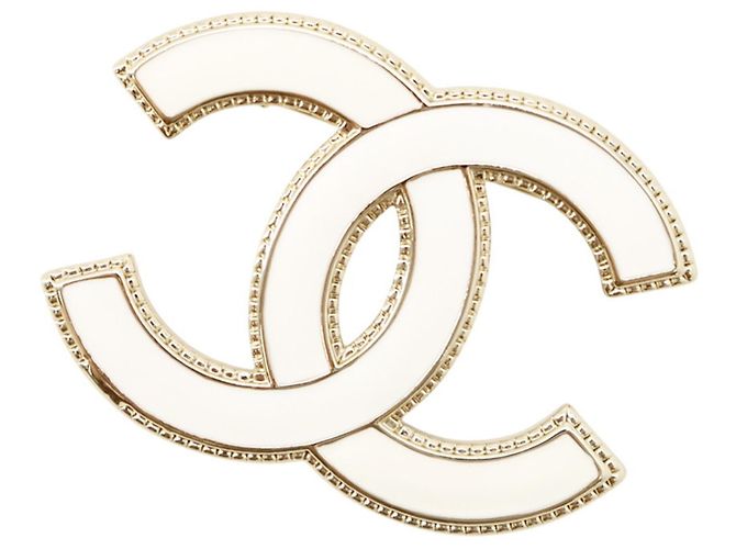 Broche Chanel Coco Mark B23C Blanco Dorado