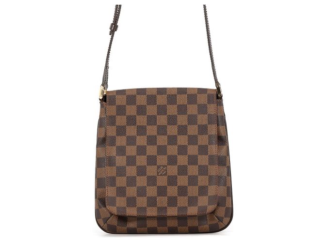 Bolsa de Ombro Louis Vuitton Damier Ebene Musette Salsa Laranja